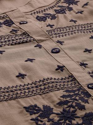 Grey embroidered viscose rayon kurta 2