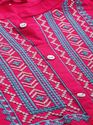 Pink embroidered viscose rayon kurta 2