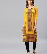Mustard embroidered viscose rayon kurta