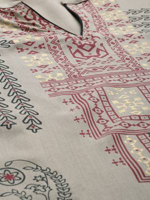 Beige embroidered viscose rayon kurta 2