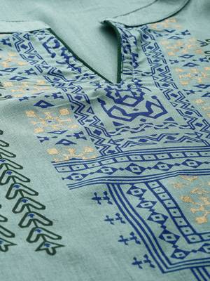 Green embroidered viscose rayon kurta 2