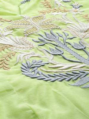 Lime embroidered chanderi kurta 2