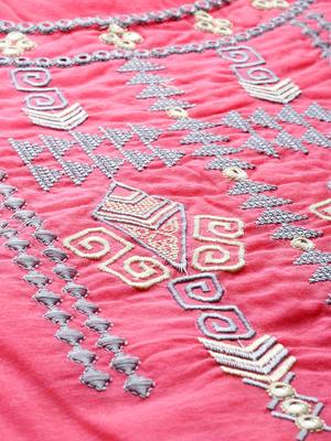 Light-pink embroidered chanderi kurta 2