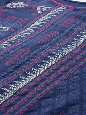 Navy-blue embroidered viscose rayon kurta 2