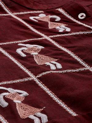Maroon embroidered viscose rayon kurta 2