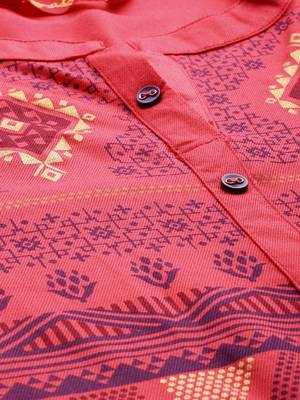 Coral embroidered viscose rayon kurta 2