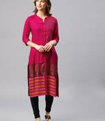 Pink embroidered viscose rayon kurta