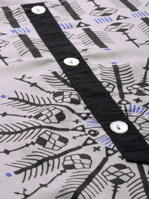 Light-grey printed viscose rayon kurta 2