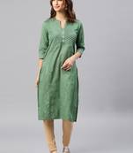 Dark-green plain cotton kurta
