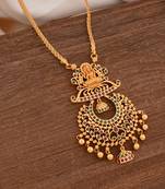 Golden necklace Medium length with Chandbali pendant one gram gold 