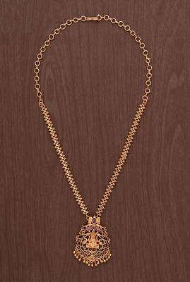 Golden Laxmi necklace with ruby pendant one gram gold 1