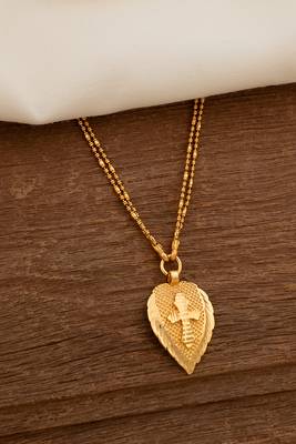 Golden 2 line chain with Cross in Leaf pendant -Kerala style mangalsutra one gram gold 1