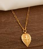 Golden 2 line chain with Cross in Leaf pendant -Kerala style mangalsutra one gram gold