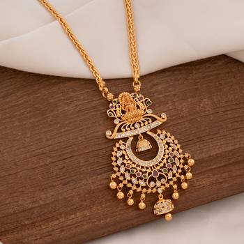 Golden necklace Medium length with Chandbali pendant one gram gold 1