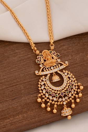 Golden necklace Medium length with Chandbali pendant one gram gold
