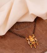 Black beads SHORT mangalsutra with Laxmi pendant one gram gold