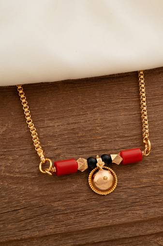 Golden mangalsutra LONG with single vati one gram gold