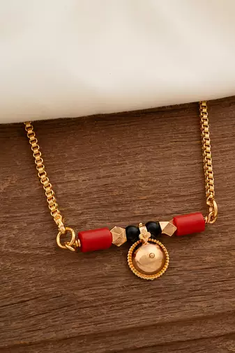 Golden mangalsutra LONG with single vati one gram gold