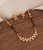 Diamond pendant mangalsutra SHORT and earrings set one gram gold