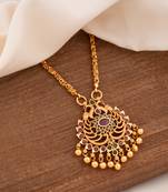 Golden chain medium length with Peacock pendant one gram gold