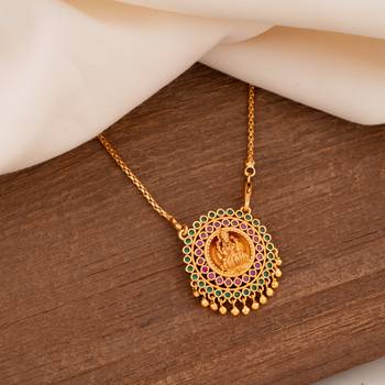 Golden necklace SHORT with small Laxmi pendant one gram gold 1