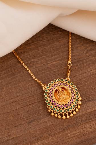 Golden necklace SHORT with small Laxmi pendant one gram gold