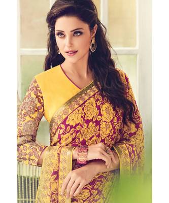multicolor embroidered crepe saree with blouse 3