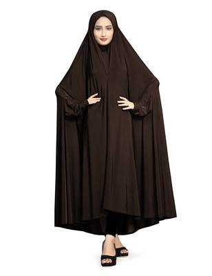 Coffee Plain Lycra Burka 1
