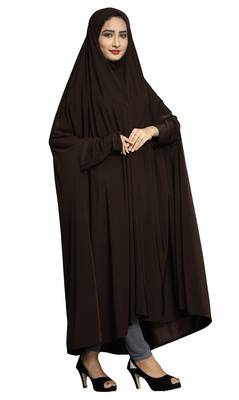 Coffee Plain Lycra Burka 3