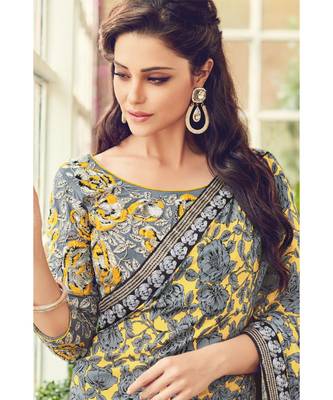 multicolor embroidered crepe saree with blouse 3