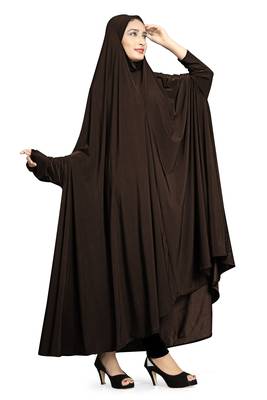 Coffee Plain Lycra Burka 5