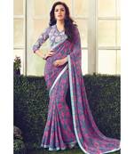 multicolor embroidered crepe saree with blouse