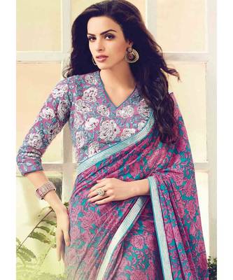 multicolor embroidered crepe saree with blouse 2