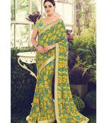 multicolor embroidered crepe saree with blouse