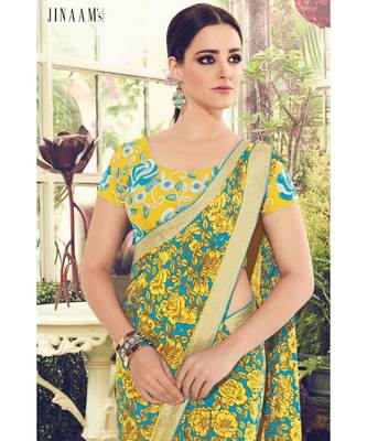 multicolor embroidered crepe saree with blouse 2