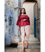 Fantasy Violet Khadi Tulip Pants And Maroon Top Combo