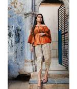 Fantasy  Slub Khadi  Rust-Mehendi Pants And  Top Combo