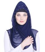 Blue plain chiffon hijab