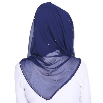 Blue plain chiffon hijab 2