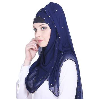 Blue plain chiffon hijab 3