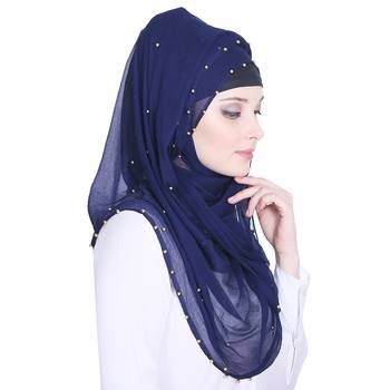 Blue plain chiffon hijab 4