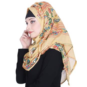 Multicolor embroidered cotton hijab 3