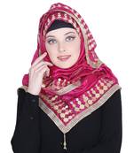 Pink embroidered silk blend hijab
