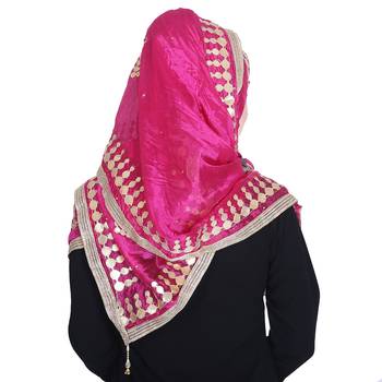 Pink embroidered silk blend hijab 2
