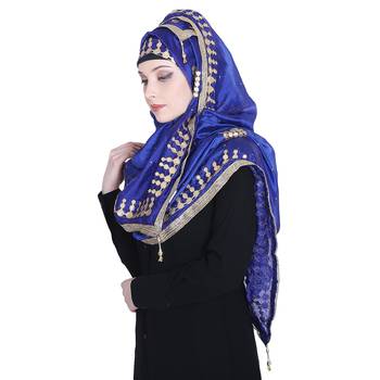 Blue embroidered silk blend hijab 3