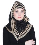 Black embroidered silk blend hijab