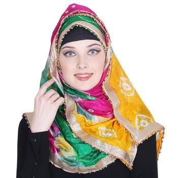 Multicolor printed silk blend hijab 1