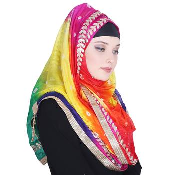 Multicolor printed silk blend hijab 1