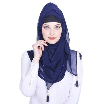 Blue plain chiffon hijab 1