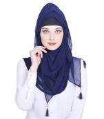 Blue plain chiffon hijab
